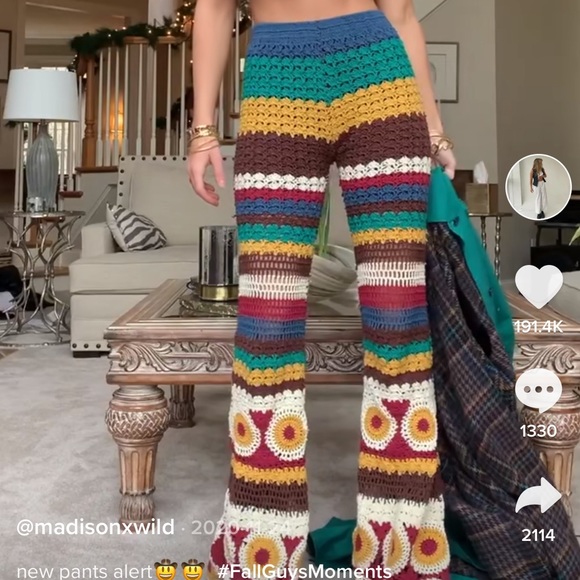 Free People Grandpa Crochet Flare Pants 